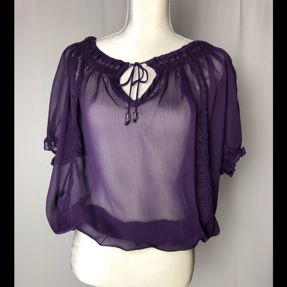 Steve Madden Purple Sheer Blouse